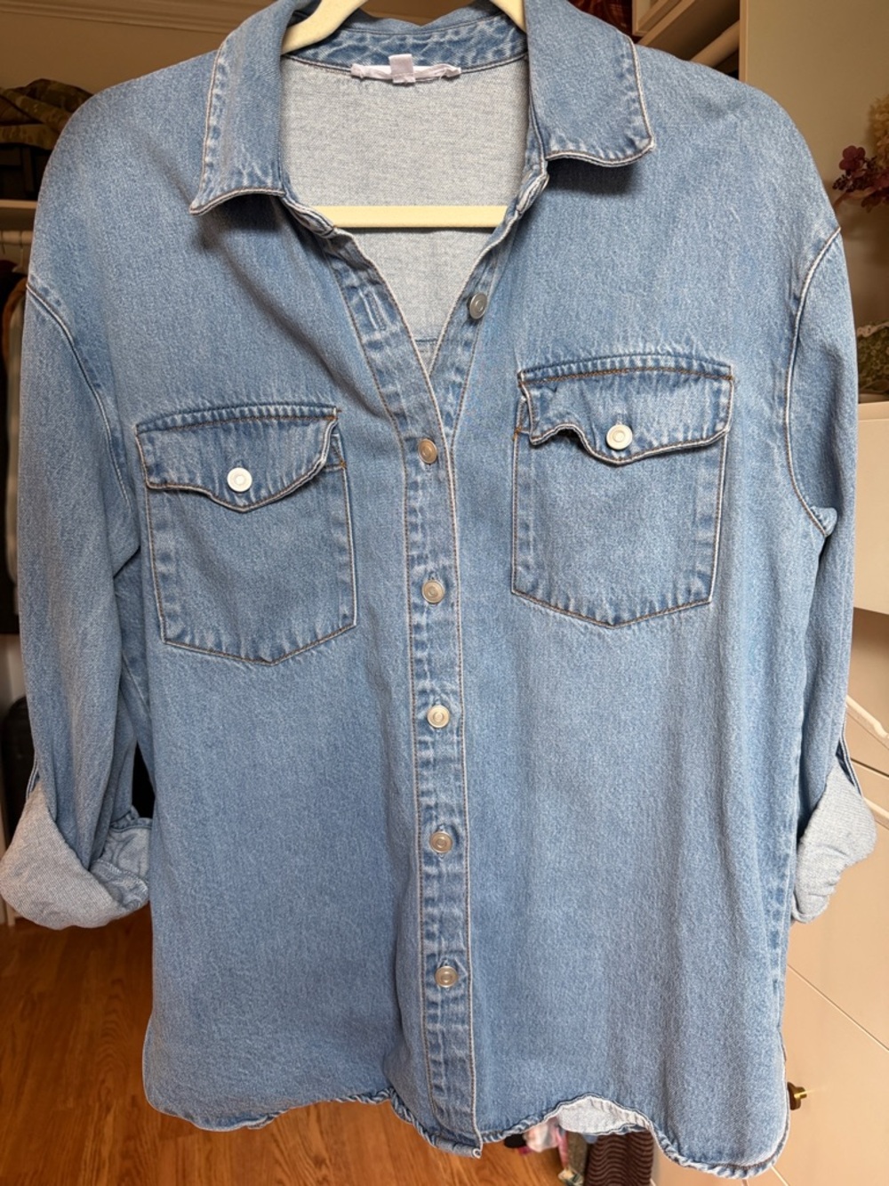 Light Wash Denim Button-Up Shirt